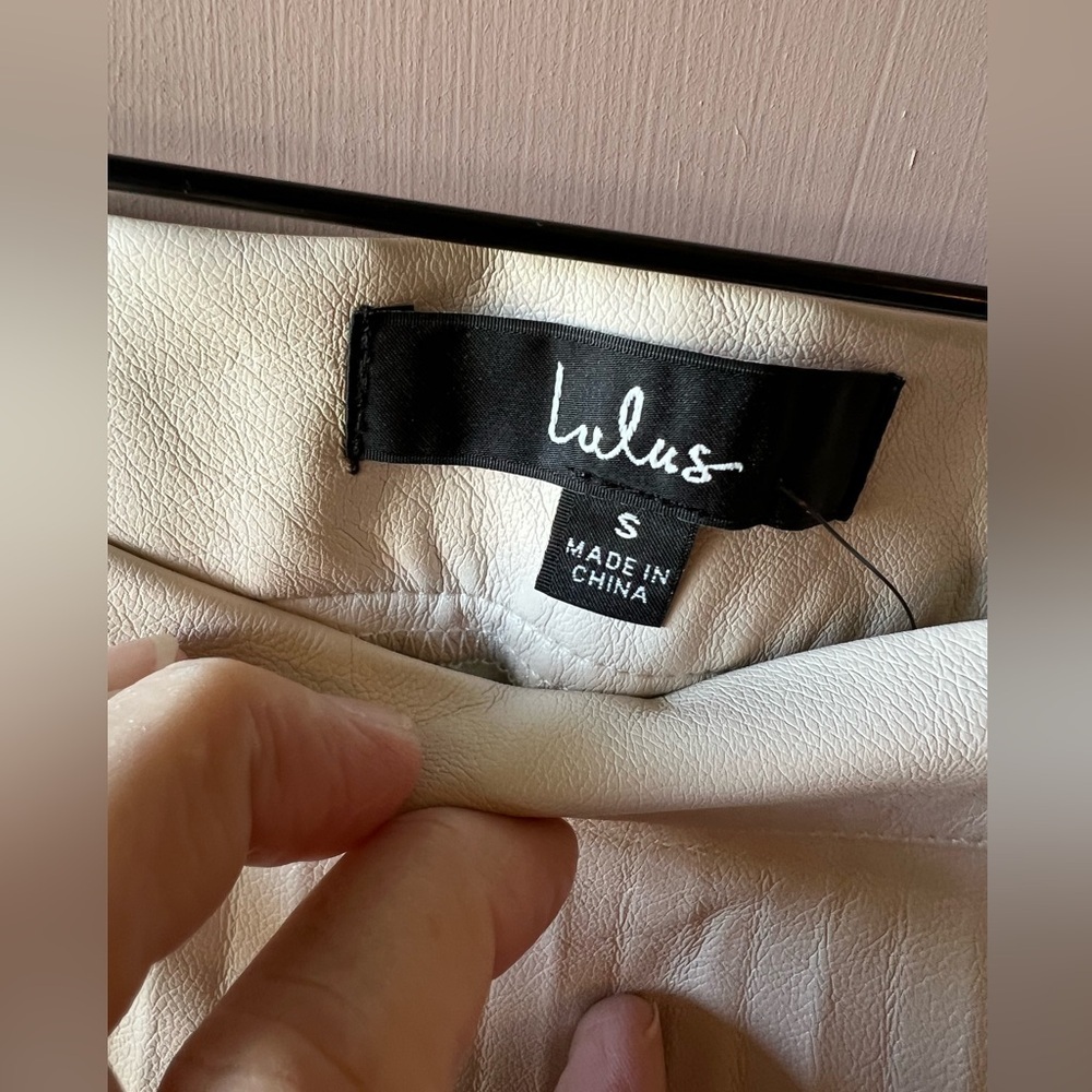 Lulus Women's Beige Better Luck Next Time Vegan Leather Mini Skirt NWT S #1262 - Picture 6 of 10